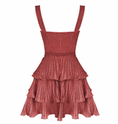 Glitter Square Neck Cut Out Tiered Ruffle Mini Dress 3