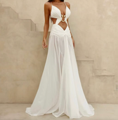 Halter Deep V-Neck Cut Out Chiffon Maxi Dress 2
