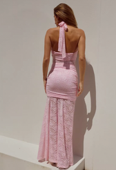 Lace Halter Neck Ruched Maxi Dress 6