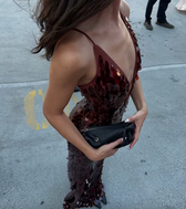 Sequin Deep V-Neck Spaghetti Strap Backless Maxi Dress 3