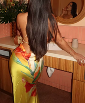 Floral Print Satin Cowl Neck Slip Maxi Dress 5