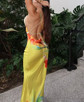 Floral Print Satin Cowl Neck Slip Maxi Dress 3