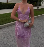 Sequin Cross Back Cowl Mermaid Maxi Dress 7