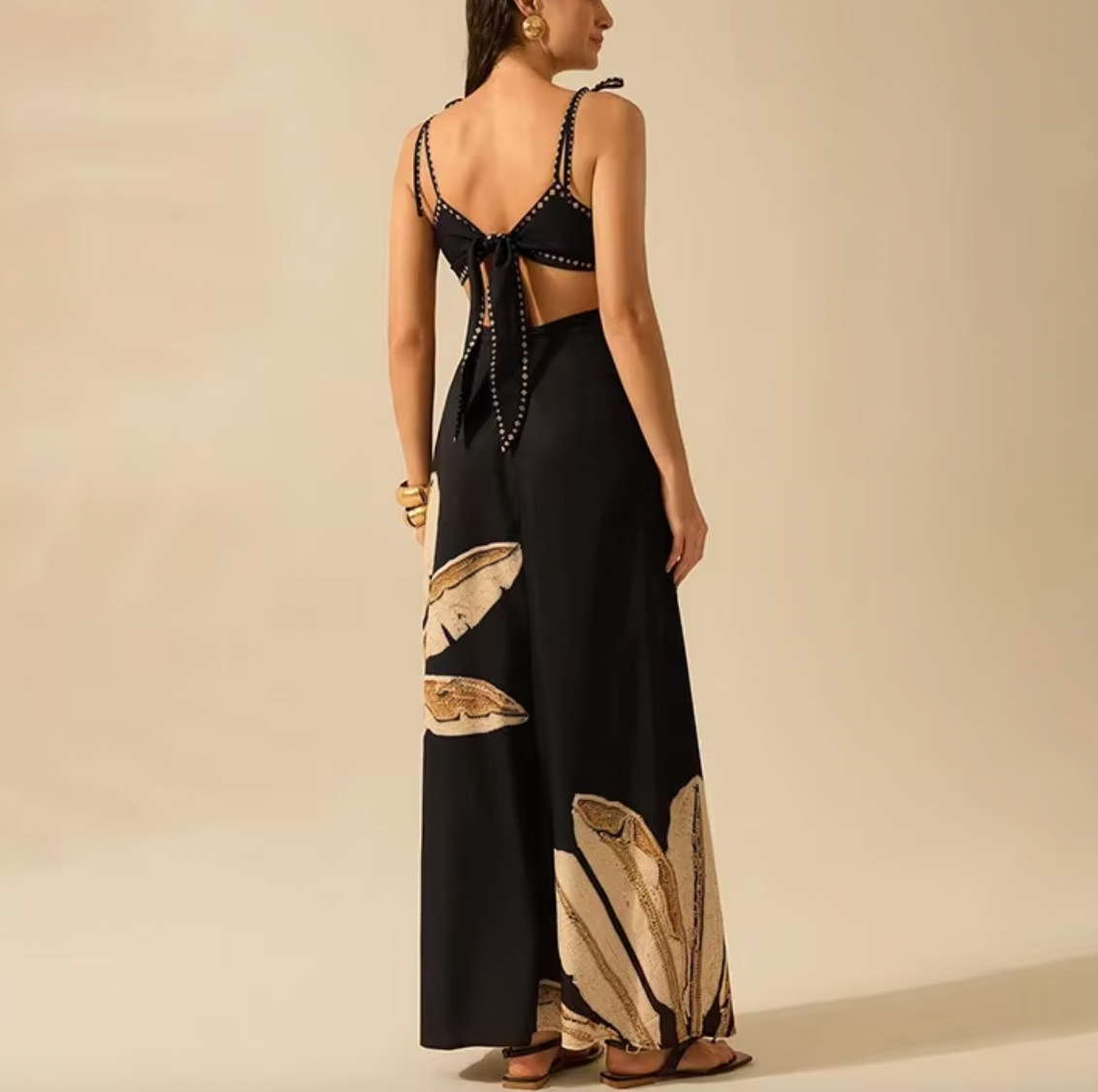Floral Print Square Neck Cut Out Maxi Dress 3