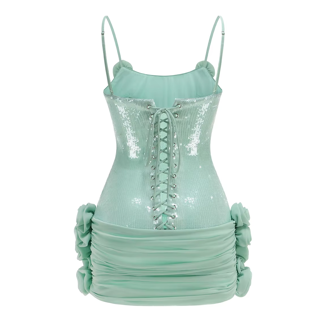 Sequin Spaghetti Strap Ruched Bodycon Mini Dress 4