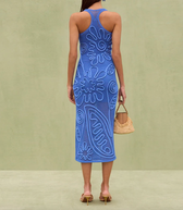 Crochet Halter Floral Appliqué Midi Dress 5