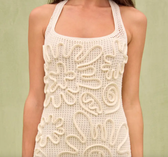 Crochet Halter Floral Appliqué Midi Dress 3
