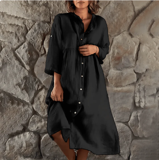 Noelia Timeless Plus Size Summer Dress Casual Button Down Elevated Occasion Wear