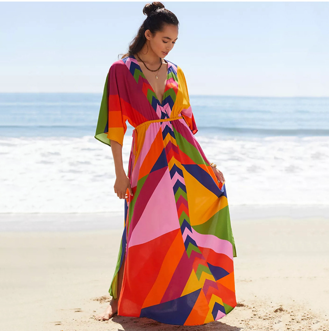 Jimena Multicolored Maxi Dress Traditional Dress with Premium Casual Styling
