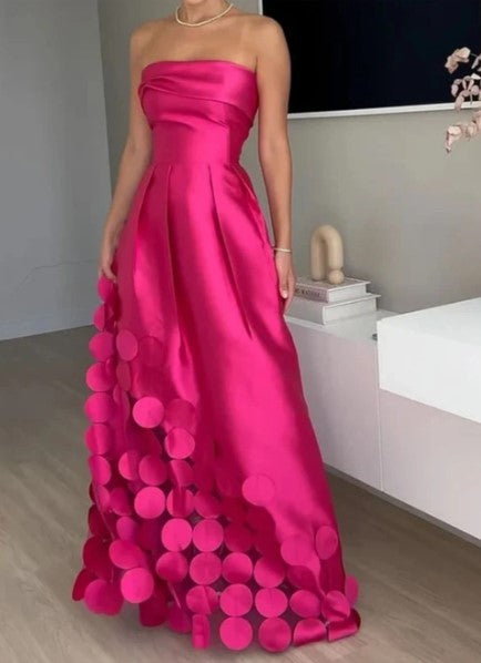 Coraline - Long Sheath Circle Dress Pink