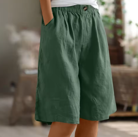 High Waist Wide Leg Knee Length Shorts