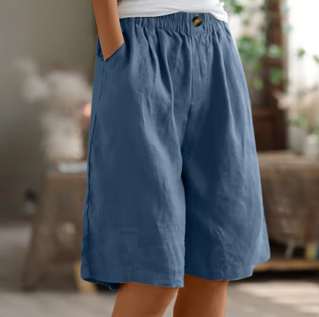 High Waist Wide Leg Knee Length Shorts
