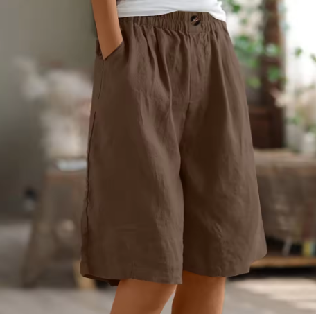 High Waist Wide Leg Knee Length Shorts