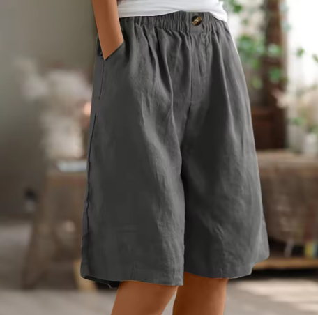 High Waist Wide Leg Knee Length Shorts