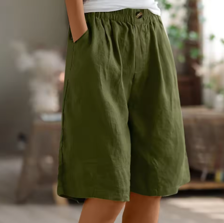 High Waist Wide Leg Knee Length Shorts