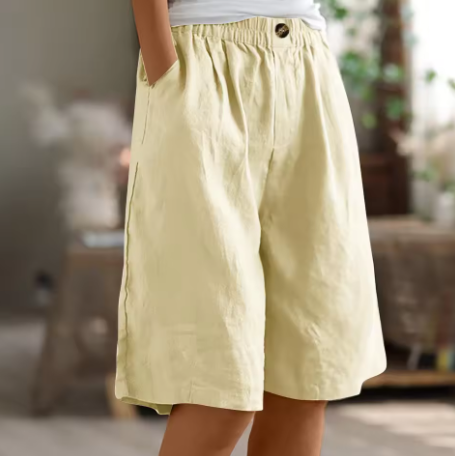 High Waist Wide Leg Knee Length Shorts