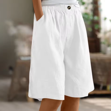 High Waist Wide Leg Knee Length Shorts