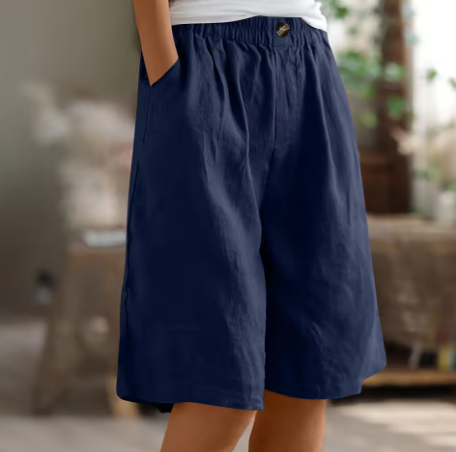 High Waist Wide Leg Knee Length Shorts