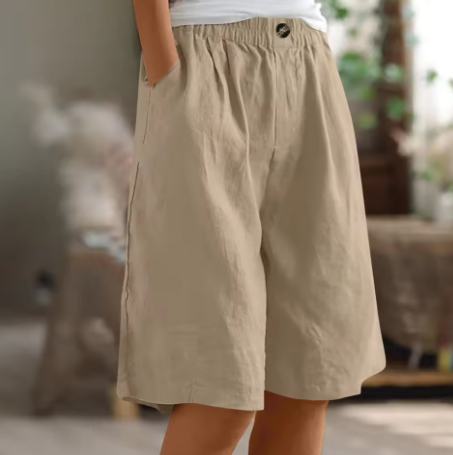 High Waist Wide Leg Knee Length Shorts