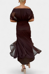 Chiffon Off Shoulder Twist Front Ruched Maxi Dress 4