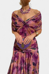 Chiffon Off Shoulder Twist Front Ruched Maxi Dress 5