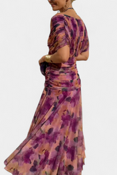 Chiffon Off Shoulder Twist Front Ruched Maxi Dress 7