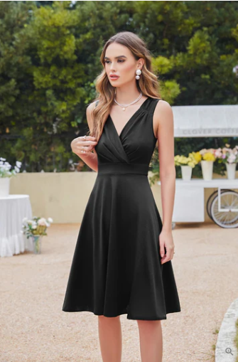 Emilia Exclusive Sleeveless Cocktail Dress with V Neck and Tapered Bust Statement Occasion Edit
