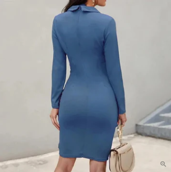 Paula Minimalist Cocktail Dress with Buttons Boutique Collection