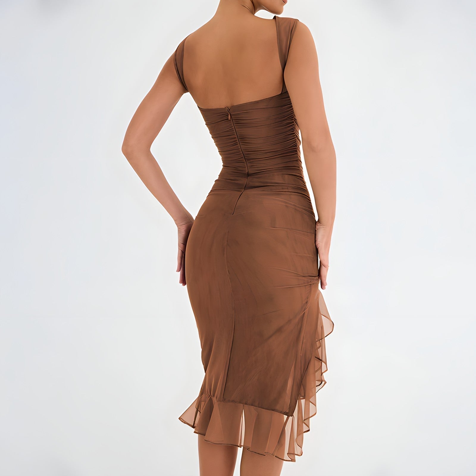 Exclusive Ariana Midi Dress with Ruffles Elevated Occasion Wear