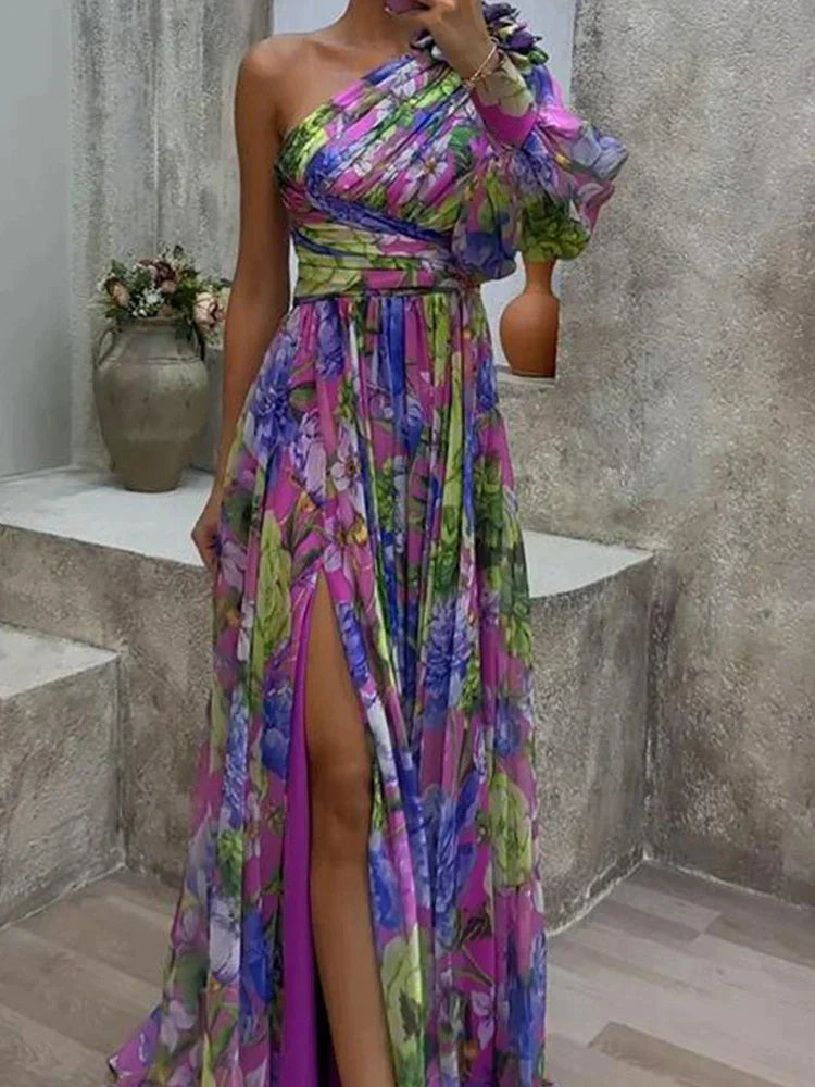 Stella Chic Maxi Dress with Slit Elevated Occasion Wear