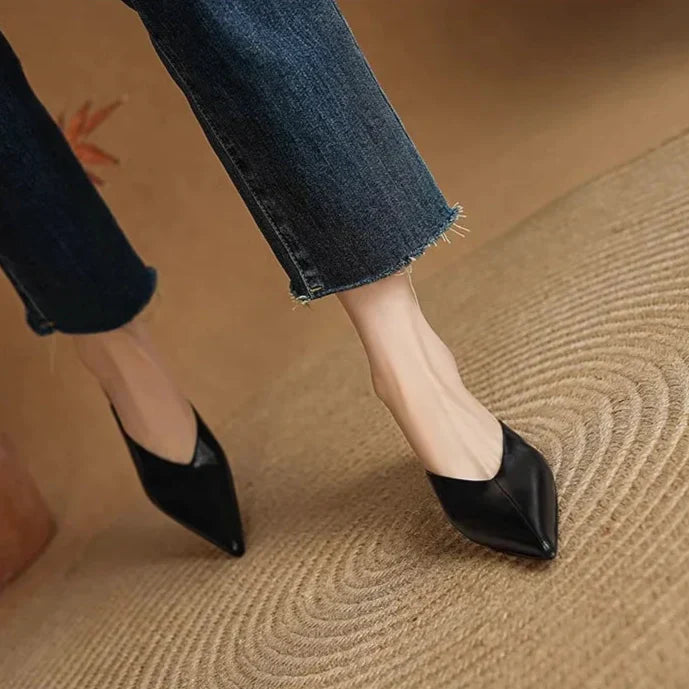 Pointed Toe Slip On Backless Wedge Mules