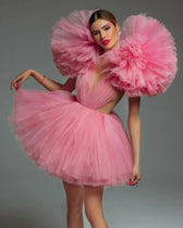 Pink Tulle Ruffled A-Line Party Dress 2