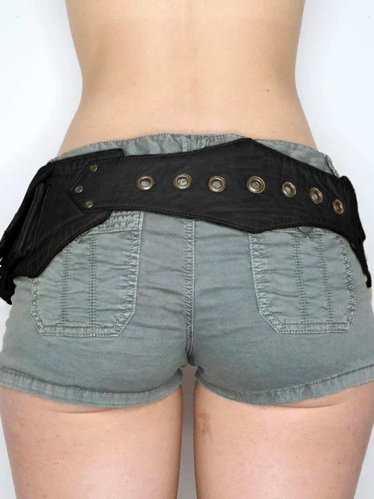 Vintage Gothic Big Pockets PU Leather Belt