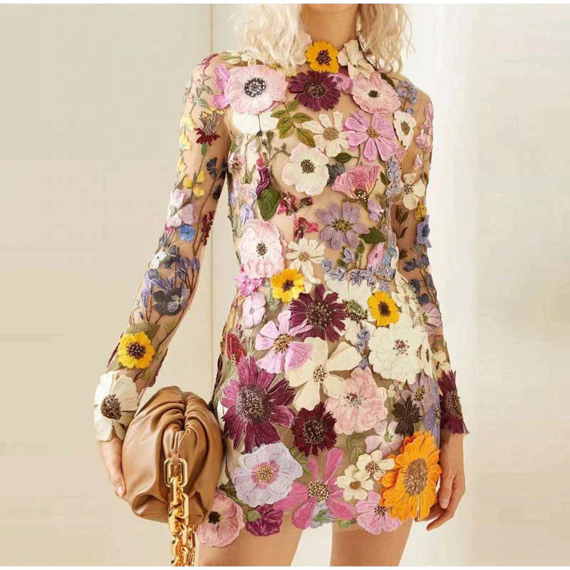 Mildred Floral Embroidery Cocktail Dress for Women Modern Chic Style