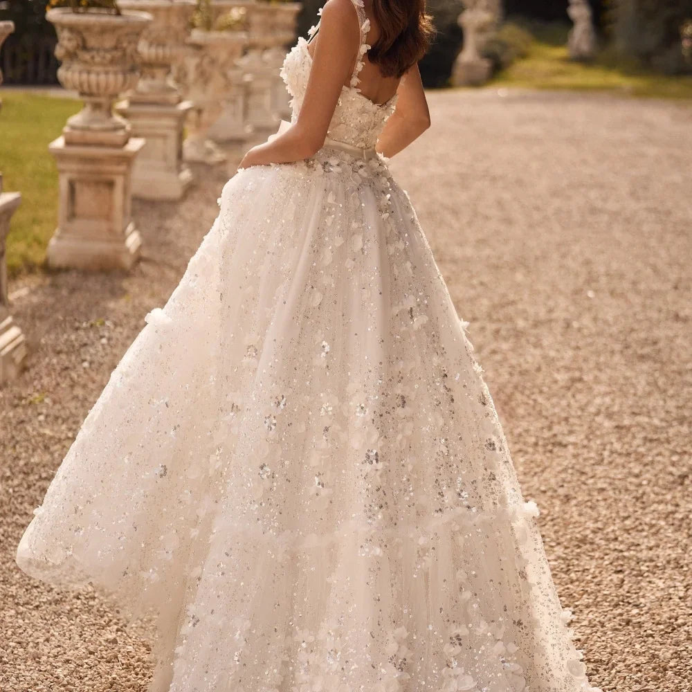 Floral Lace A-Line Prom Dress