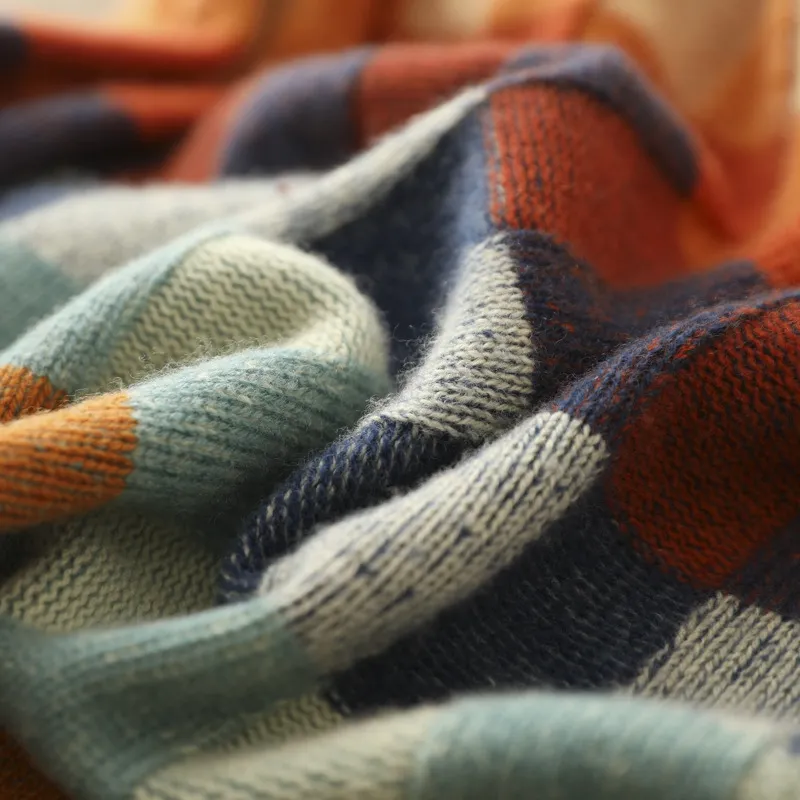 Checkerboard Mock Neck Oversized Knit Sweater