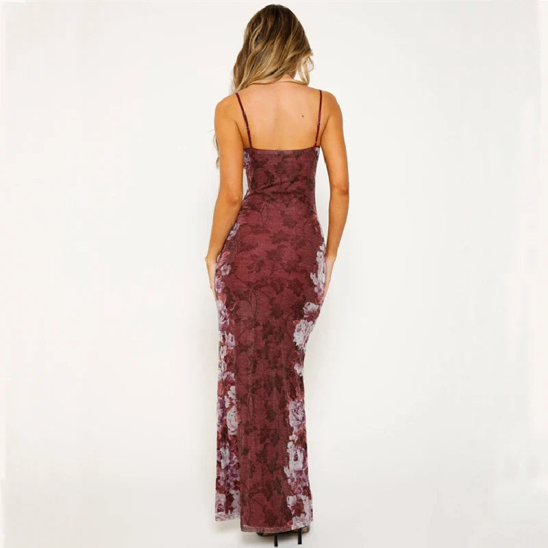 Vintage Backless Vneck Sleeveless Bodycon Slip Dress