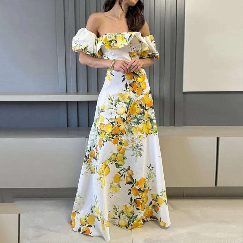 Ruffled Lantern Sleeve Floral Dress
