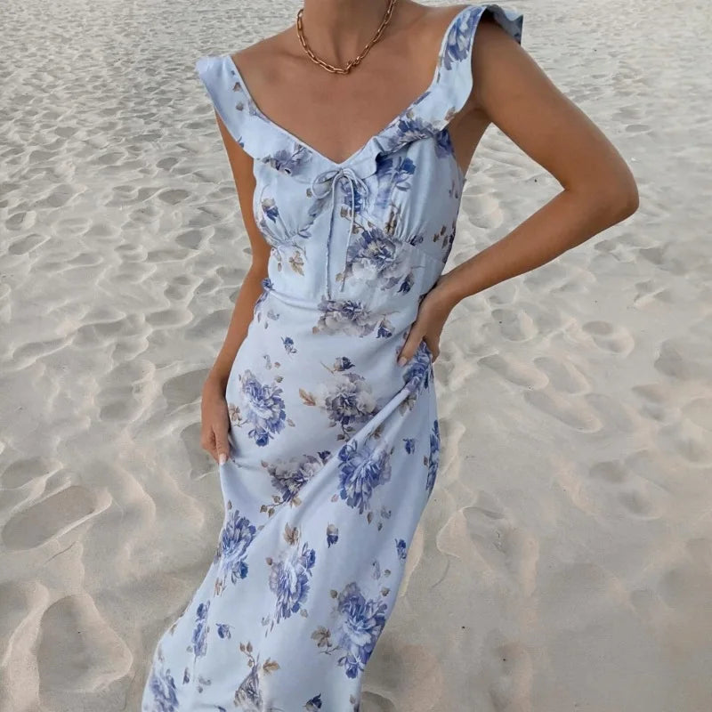 MIYA FLORAL DRESS Blue