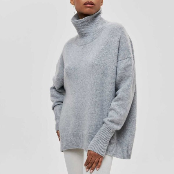 Turtleneck Short Sleeve Oversized Knit Sweater