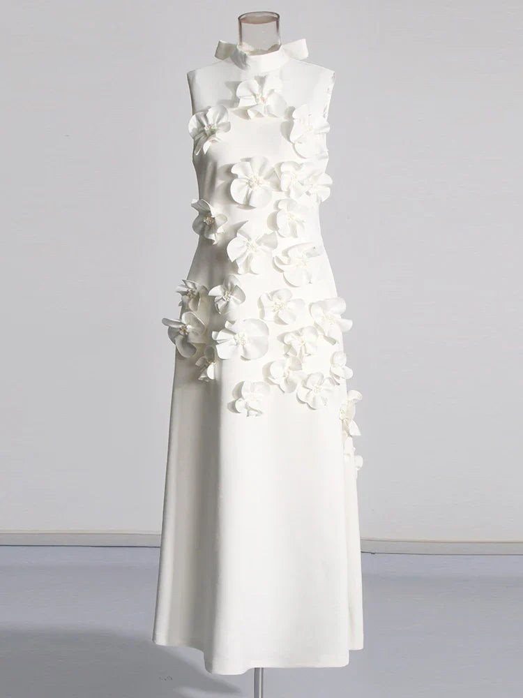 MINA FLOWER DRESS White
