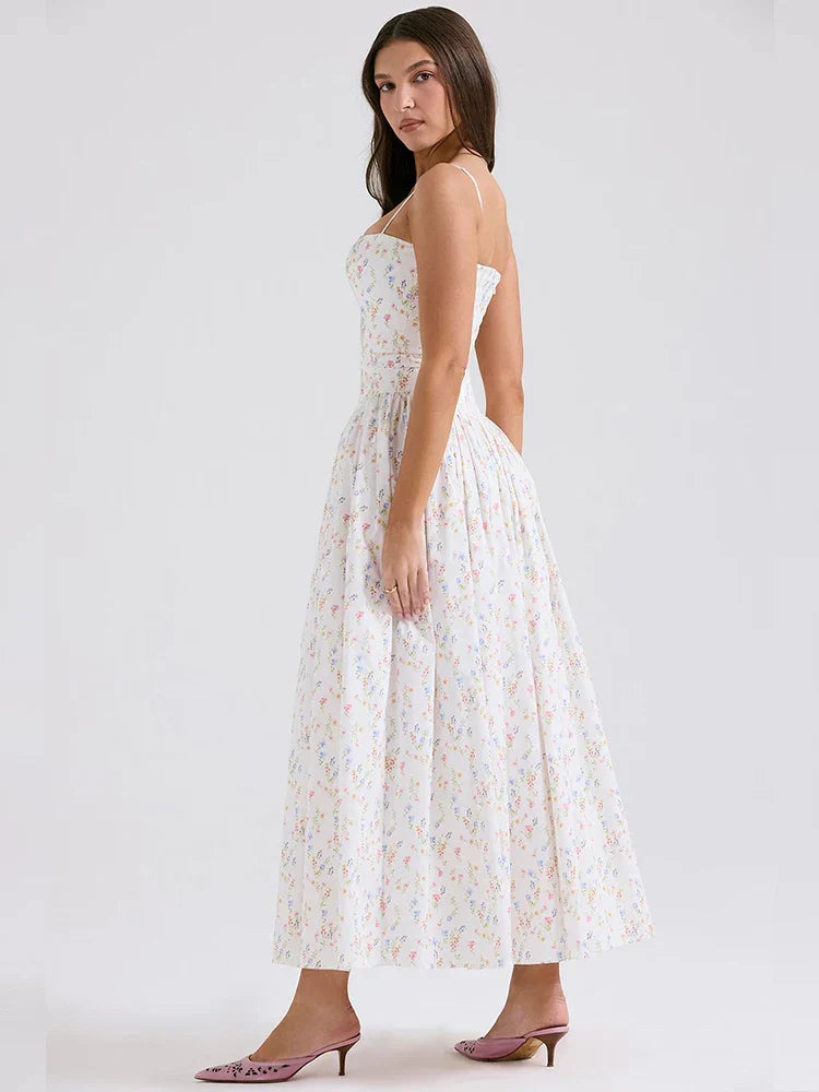 Print Wrap Aline Strap Maxi Extended Summer Dress