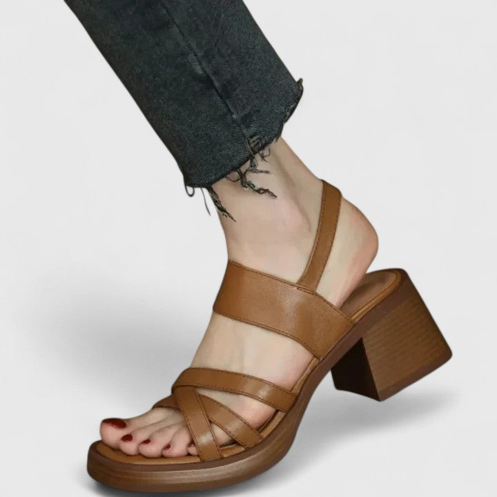 Open Toe Strappy Slingback Platform Block Heel Sandals