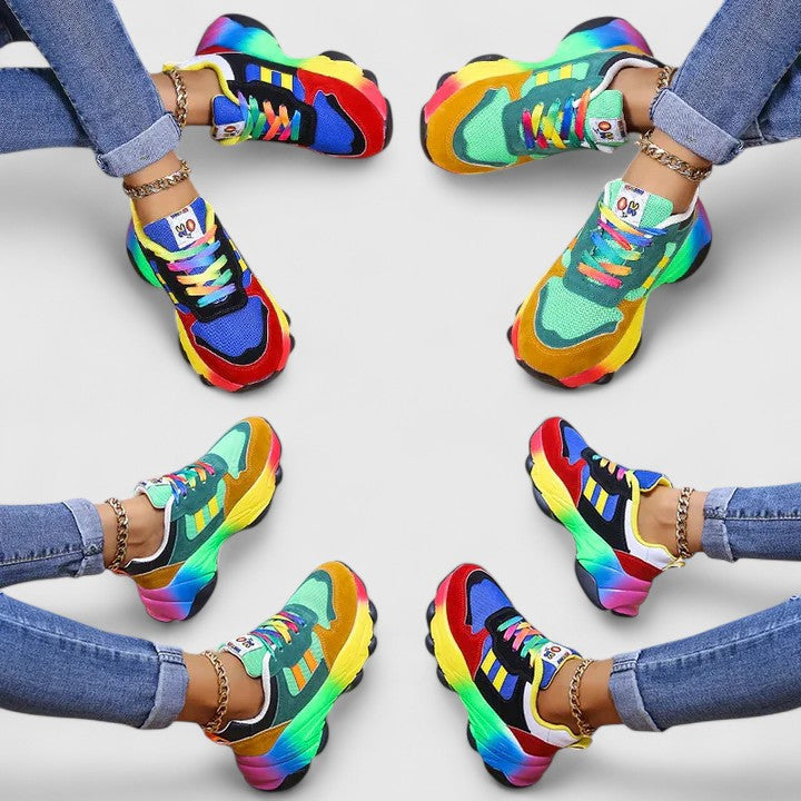 Colorblock Lace Up Chunky Platform Sneakers
