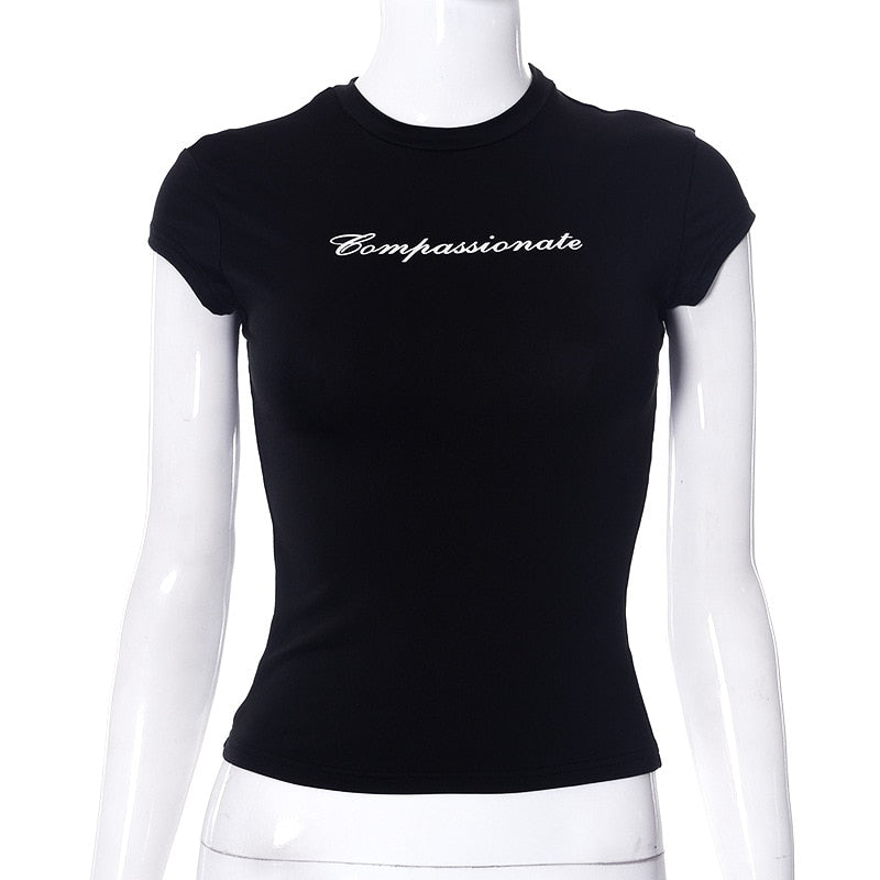 Compassionate Short-Sleeve Stylish Black Tee