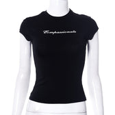 Compassionate Short-Sleeve Stylish Black Tee