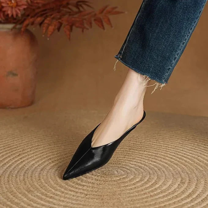 Pointed Toe Slip On Backless Wedge Mules