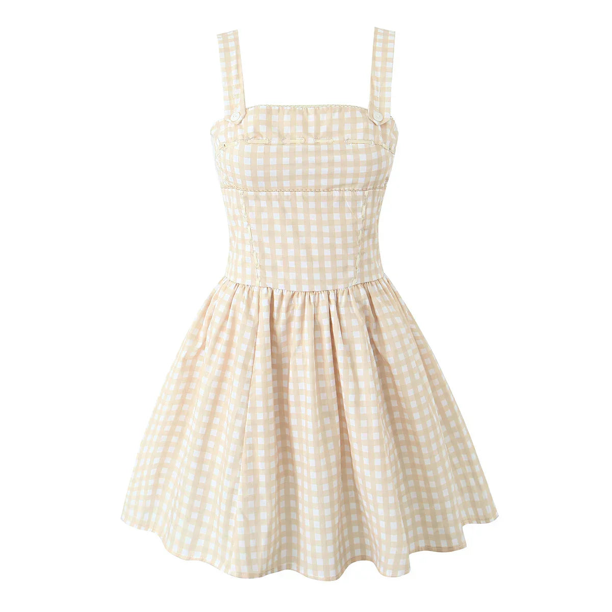 Cross Ribbon Folds Hem Ball Gown Swing Mini Dress