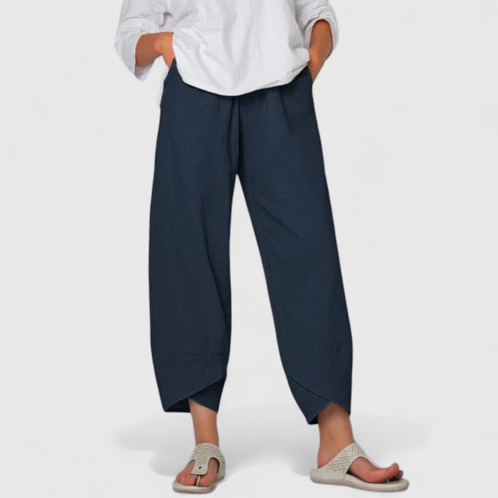 High Waist Relaxed Wide Leg Tulip Hem Pants
