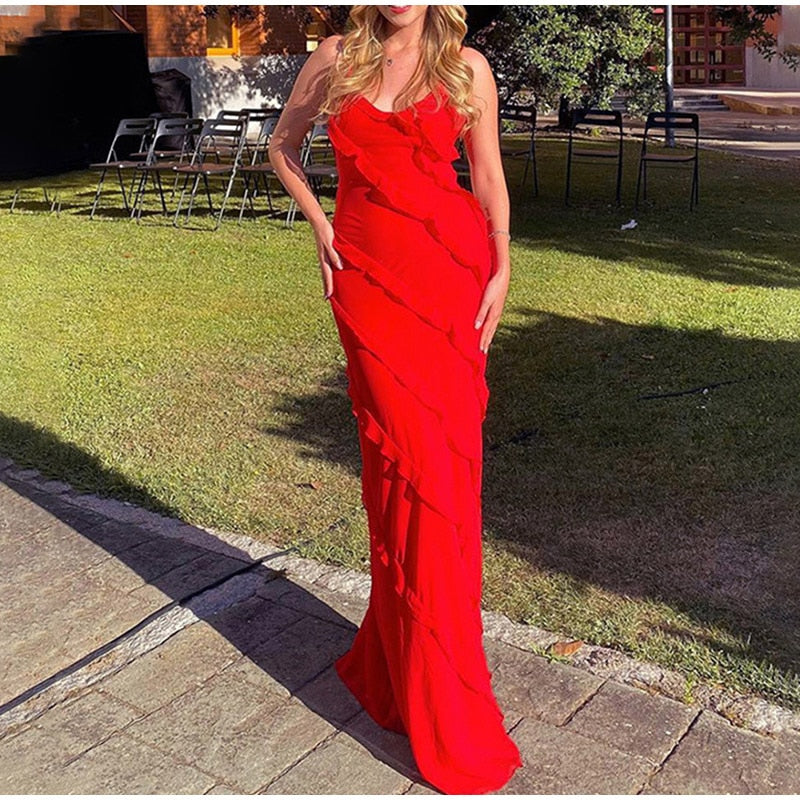 Chic Deep V Neck Maxi Dress